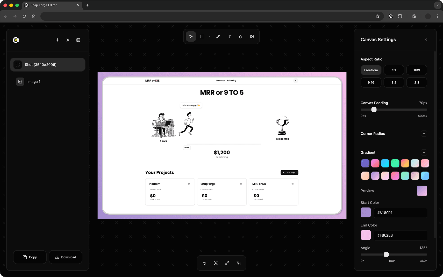 SnapForge Editor Interface